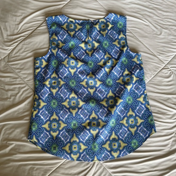 Talbots Blue and Green Geometric Paisley Tank Top Blouse - Picture 6 of 6